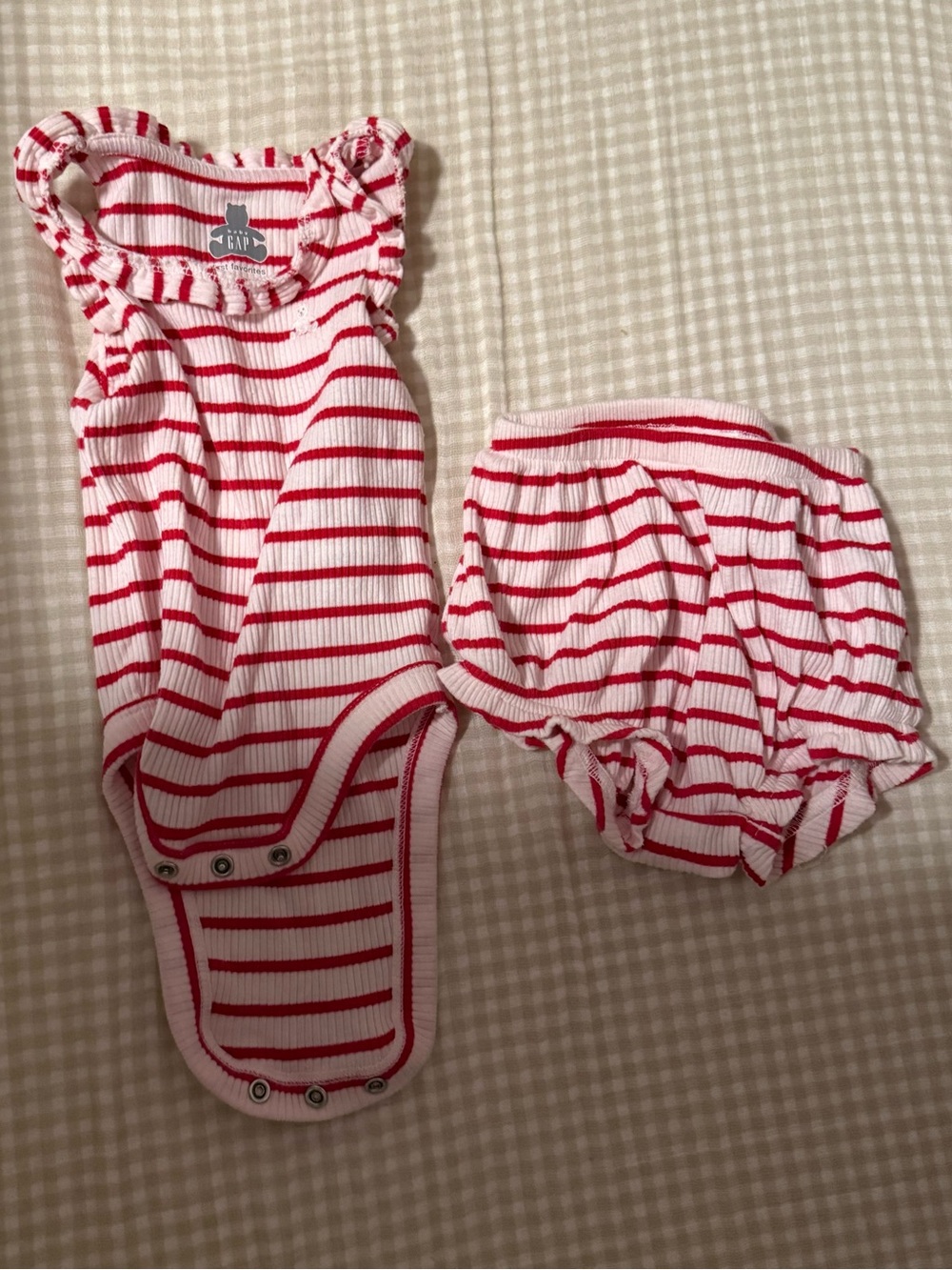 GAP Red and White Striped Ribbed Baby Matching Underwear Set
